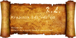 Krajcsik Lénárd névjegykártya